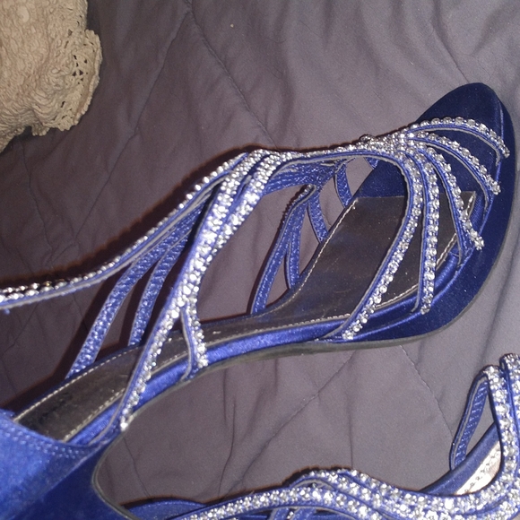 Royal Blue Fioni Night Rhinestone Strappy Heels - Picture 5 of 11